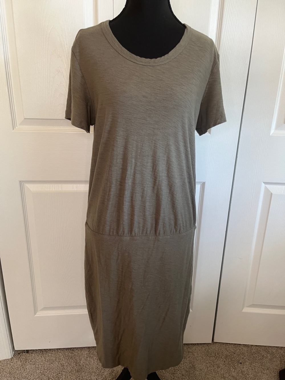 Standard James Perse Olive Green Blouson Short Sleeve T Shirt Dress JP 4 XL
